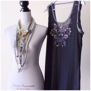 Duo Fabric Embellishment Top BOUTIQUE